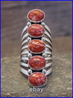 Navajo Indian Sterling Silver Spiny Oyster Ring -Thomas Yazzie Size 8