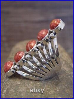 Navajo Indian Sterling Silver Spiny Oyster Ring -Thomas Yazzie Size 8