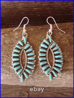 Navajo Indian Sterling Silver Turquoise Cluster Dangle Earrings! Benally