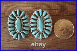 Navajo Indian Sterling Silver Turquoise Cluster Post Earrings! Benally