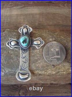 Navajo Indian Sterling Silver & Turquoise Cross Clip Pendant M. Cayatineto