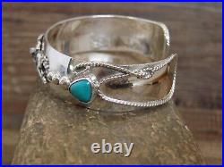 Navajo Indian Sterling Silver Turquoise Horse & Rope Cuff Bracelet by Platero