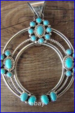 Navajo Indian Sterling Silver Turquoise Naja Pendant