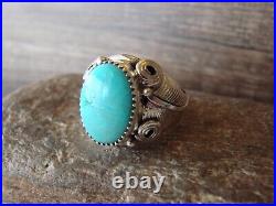 Navajo Indian Sterling Silver Turquoise Ring Signed Darrell Morgan Size 10