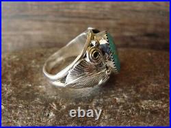 Navajo Indian Sterling Silver Turquoise Ring Signed Darrell Morgan Size 12