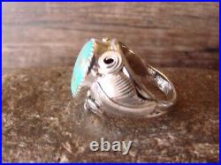 Navajo Indian Sterling Silver Turquoise Ring Signed Darrell Morgan Size 12