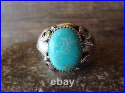 Navajo Indian Sterling Silver Turquoise Ring Signed Darrell Morgan Size 14
