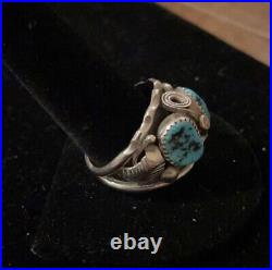 Navajo Indian Sterling Silver Turquoise Ring Size 14 Calladitto
