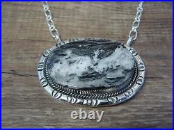 Navajo Indian Sterling Silver White Buffalo Turquoise Link Necklace by Ross