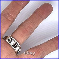 Navajo Inlay Turquoise Opal Wild Horse Wedding Band Ring Sz 11.5 9mm Men Signed