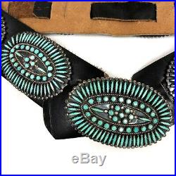 Navajo Jason Yazzie Sterling Silver Turquoise Needlepoint Oval Concho Belt