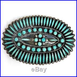 Navajo Jason Yazzie Sterling Silver Turquoise Needlepoint Oval Concho Belt