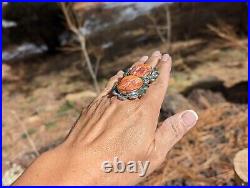 Navajo Jewelry Native American Ring Spiny Oyster Sterling Silver Signed Size 8