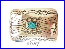 Navajo Joann Begay 925 Sterling Silver Belt Buckle Kingman Turquoise Cabochon Navajo Joann Begay 925 Sterling Silver Belt Buckle Kingman Turquoise Cabochon