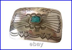 Navajo Joann Begay 925 Sterling Silver Belt Buckle Kingman Turquoise Cabochon Navajo Joann Begay 925 Sterling Silver Belt Buckle Kingman Turquoise Cabochon