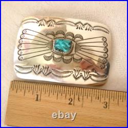 Navajo Joann Begay 925 Sterling Silver Belt Buckle Kingman Turquoise Cabochon Navajo Joann Begay 925 Sterling Silver Belt Buckle Kingman Turquoise Cabochon