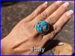 Navajo Kingman Turquoise Sterling Silver Ring NA Native American Vintage size 13