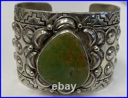 Navajo L. A. Willie Wide Sterling Silver and Nevada Turquoise Cuff