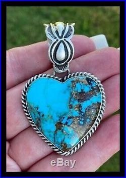 Navajo Large Blue Kingman Turquoise Heartpendant Elouise Richards