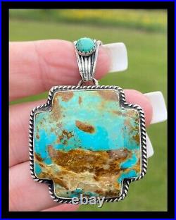 Navajo Large Blue Kingman Turquoise Plus Pendant Bernita Begay