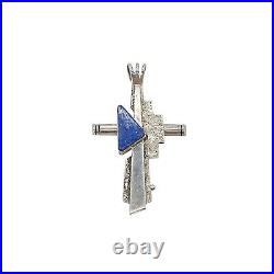 Navajo Leroy Begay Sterling Silver Lapis Lazuli Cross Pendant