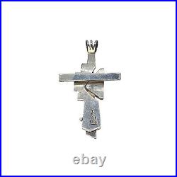 Navajo Leroy Begay Sterling Silver Lapis Lazuli Cross Pendant