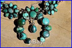 Navajo Many Turquoise Stones Stunning Sterling Squash Blossom Naja Necklace