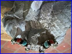 Navajo Multi Gemstone/Sterling Silver cuff and earrings. Sawtooth bezel. Vintage