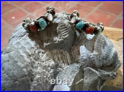 Navajo Multi Gemstone/Sterling Silver cuff and earrings. Sawtooth bezel. Vintage