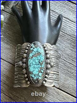 Navajo Native American 925 Sterling Silver Blue Turquoise Cuff Bracelet. CY