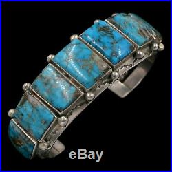 Navajo Native American Old Pawn Bisbee Turquoise Sterling Silver Cuff Bracelet