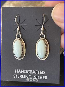 Navajo Native American Pearls Sterling Silver DRY CREEK Turquoise Earrings 01888
