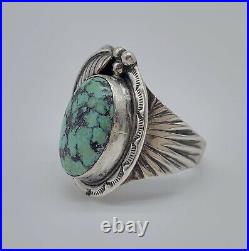 Navajo Native American Signed MP Sterling Silver Turquoise Sz-11 Ring 9.2g #g52