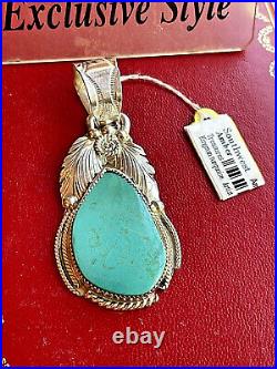 Navajo Native American Southwest Sterling Silver Pendant with KingmanTurquoise