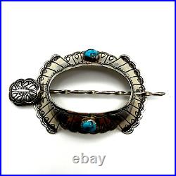 Navajo Native American Sterling Silver Turquoise Open Center Stick Barrette NWOT Navajo Native American Sterling Silver Turquoise Open Center Stick Barrette NWOT
