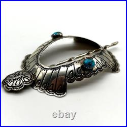 Navajo Native American Sterling Silver Turquoise Open Center Stick Barrette NWOT Navajo Native American Sterling Silver Turquoise Open Center Stick Barrette NWOT