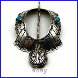 Navajo Native American Sterling Silver Turquoise Open Center Stick Barrette NWOT Navajo Native American Sterling Silver Turquoise Open Center Stick Barrette NWOT