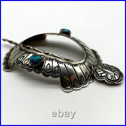 Navajo Native American Sterling Silver Turquoise Open Center Stick Barrette NWOT Navajo Native American Sterling Silver Turquoise Open Center Stick Barrette NWOT