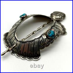 Navajo Native American Sterling Silver Turquoise Open Center Stick Barrette NWOT Navajo Native American Sterling Silver Turquoise Open Center Stick Barrette NWOT