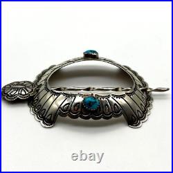 Navajo Native American Sterling Silver Turquoise Open Center Stick Barrette NWOT Navajo Native American Sterling Silver Turquoise Open Center Stick Barrette NWOT