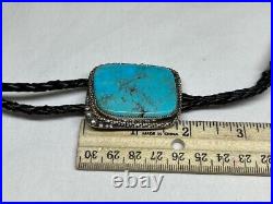 Navajo Native Sterling Silver Turquoise Bolo Tie