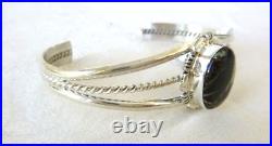 Navajo Norvin Johnson Black Jack Turquoise Cuff Bracelet 925 Sterling Silver