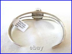 Navajo Norvin Johnson Black Jack Turquoise Cuff Bracelet 925 Sterling Silver