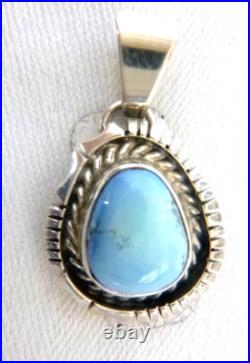 Navajo Norvin Johnson Golden Hills Turquoise Pendant 925 Sterling Silver 1.25 In