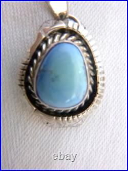 Navajo Norvin Johnson Golden Hills Turquoise Pendant 925 Sterling Silver 1.25 In