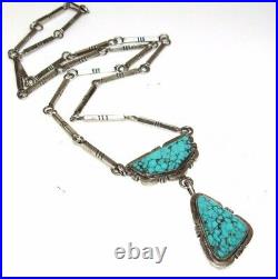 Navajo Number 8 Turquoise Bar Necklace Sterling Silver D. Gordon Native American