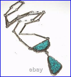 Navajo Number 8 Turquoise Bar Necklace Sterling Silver D. Gordon Native American