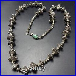 Navajo ORVILLE TSINNIE Handmade Sterling Silver FLUTED SAUCER Beads 36 NECKLACE