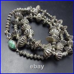 Navajo ORVILLE TSINNIE Handmade Sterling Silver FLUTED SAUCER Beads 36 NECKLACE