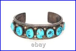 Navajo Old Pawn Kingman Turquoise Sterling Silver Cuff